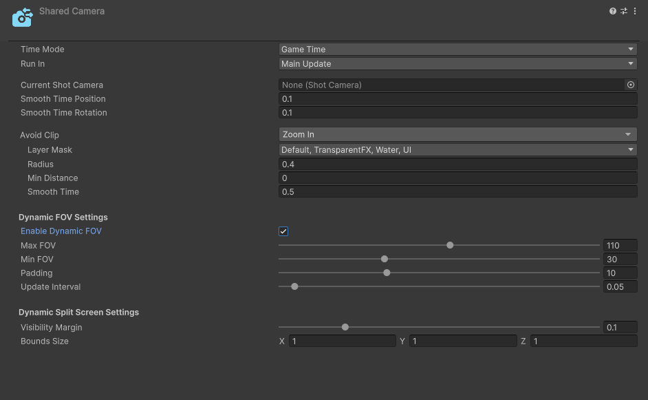 Shared Camera component interface in Unity